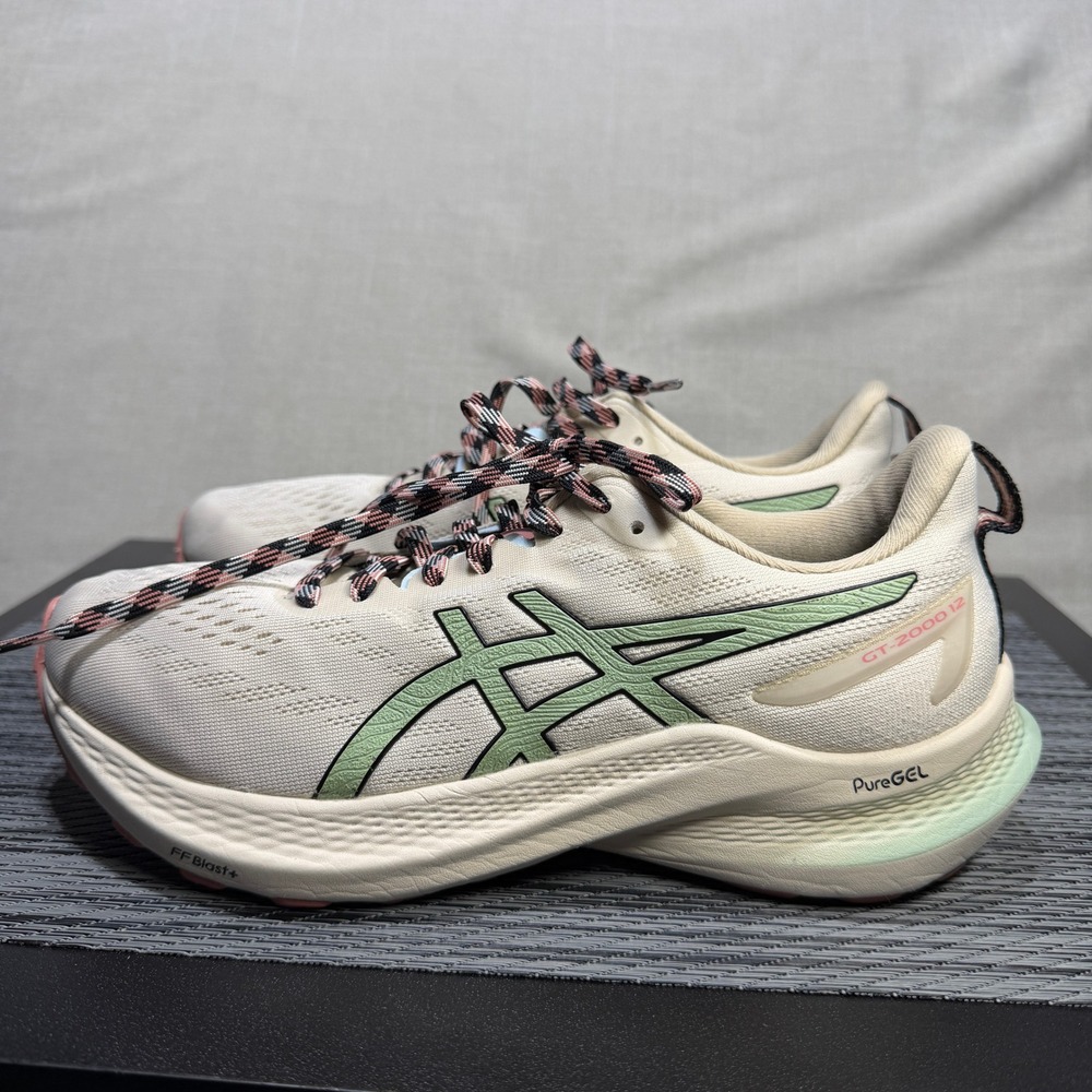 ASICS GT-2000 12 Running Shoes - Womens 7.5 - Cream Sage 1012B587 Running